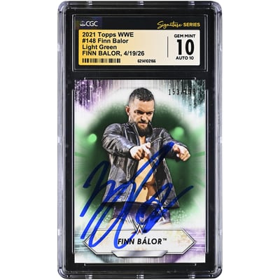Finn Balor WWE Autographed 2021 Topps WWE Light Green #148 #/199 CGC Fanatics Witnessed Authenticated 10/10 Card