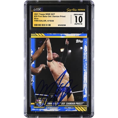 Finn Balor WWE Autographed 2021 Topps WWE NXT Blue #35 #/50 CGC Fanatics Witnessed Authenticated 10/10 Card