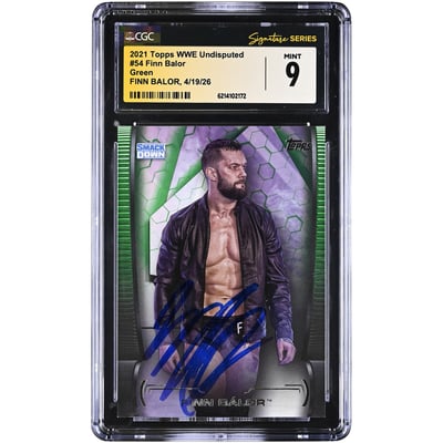 Finn Balor WWE Autographed 2021 Topps WWE Undisputed Green #54 #/50 CGC Fanatics Witnessed Authenticated MINT 9 Card