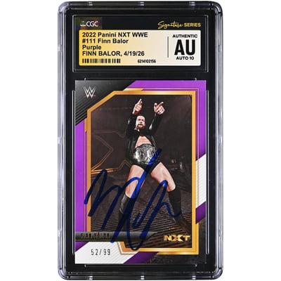 Finn Balor WWE Autographed 2022 Panini NXT WWE Purple #111 #/99 CGC Fanatics Witnessed Authenticated AUTO 10 Card