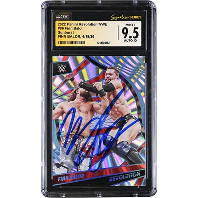 Finn Balor WWE Autographed 2022 Panini Revolution WWE Sunburst #86 #/99 CGC Fanatics Witnessed Authenticated 9.5/10 Card