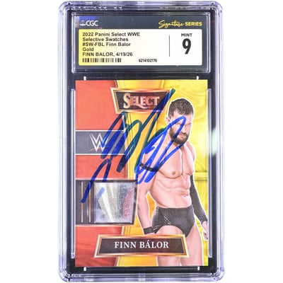 Finn Balor WWE Autographed 2022 Panini Select WWE Gold Selective Swatches #SW-FBL #/10 CGC Fanatics Witnessed Authenticated MINT 9 Card