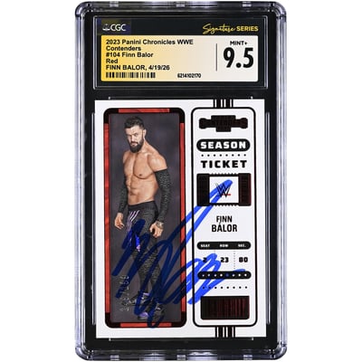 Finn Balor WWE Autographed 2023 Panini Chronicles Contenders Red #104 #/199 CGC Fanatics Witnessed Authenticated MINT+ 9.5 Card