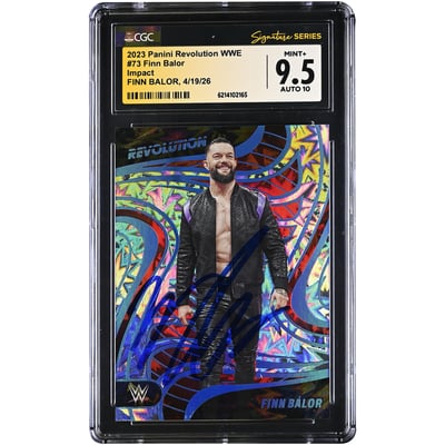 Finn Balor WWE Autographed 2023 Panini Revolution WWE Impact #73 #/199 CGC Fanatics Witnessed Authenticated 9.5/10 Card