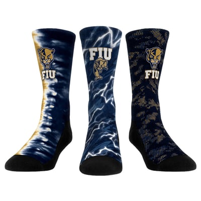 FIU Panthers Rock Em Unisex Three-Piece Team Tones Crew Socks Set