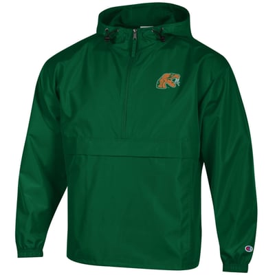 Florida A&M Rattlers Champion Packable Half-Zip Hooded Jacket - Green
