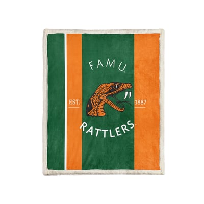 Florida A&M Rattlers Pegasus Block Stripe 50" x 60" Ultra Cozy Sherpa Blanket