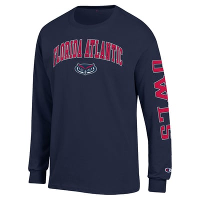 Florida Atlantic Owls Champion Arch Logo Long Sleeve T-Shirt - Navy