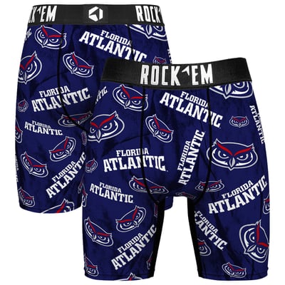  Florida Atlantic Owls Rock Em All Over Logo Boxer Briefs - Blue