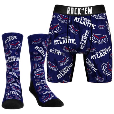 Florida Atlantic Owls Rock Em Socks All-Over Underwear and Crew Socks Combo Pack