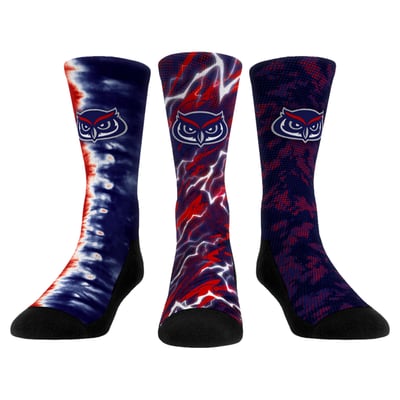 Florida Atlantic Owls Rock Em Unisex Team Tones Three-Pack Crew Socks