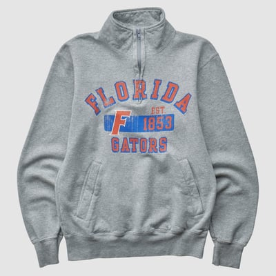 Florida Gators Champion 2010s 1/4 Zip Sweatshirt - Heather Gray - XXS by Fanatics Real Vintage
