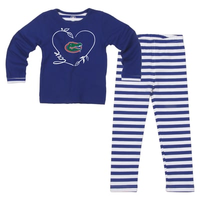  Florida Gators Wes & Willy Girls Toddler 2-Piece Long Sleeve Top and Pants Set - Royal