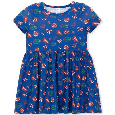 Florida Gators ZooZatz Girls Toddler All-Over Print Short Sleeve Dress - Royal