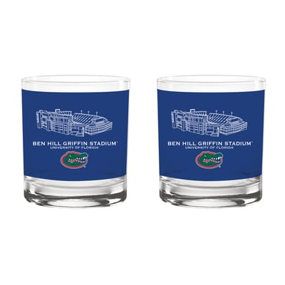  Florida Gators Indigo Falls Core Stadium Rocks Glass 2-Pack