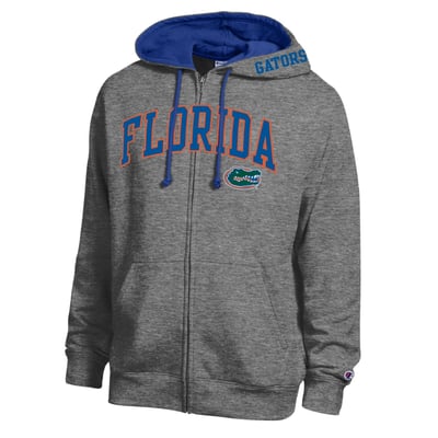 Florida Gators Champion Arch Logo Full-Zip Fleece Hoodie - Heather Charcoal