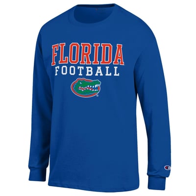 Florida Gators Champion Football Stack Long Sleeve T-Shirt - Royal