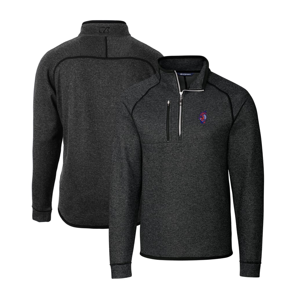  Florida Gators Cutter & Buck Swinging Gator Big & Tall Mainsail Sweater-Knit Half-Zip Pullover Jacket - Heather Charcoal