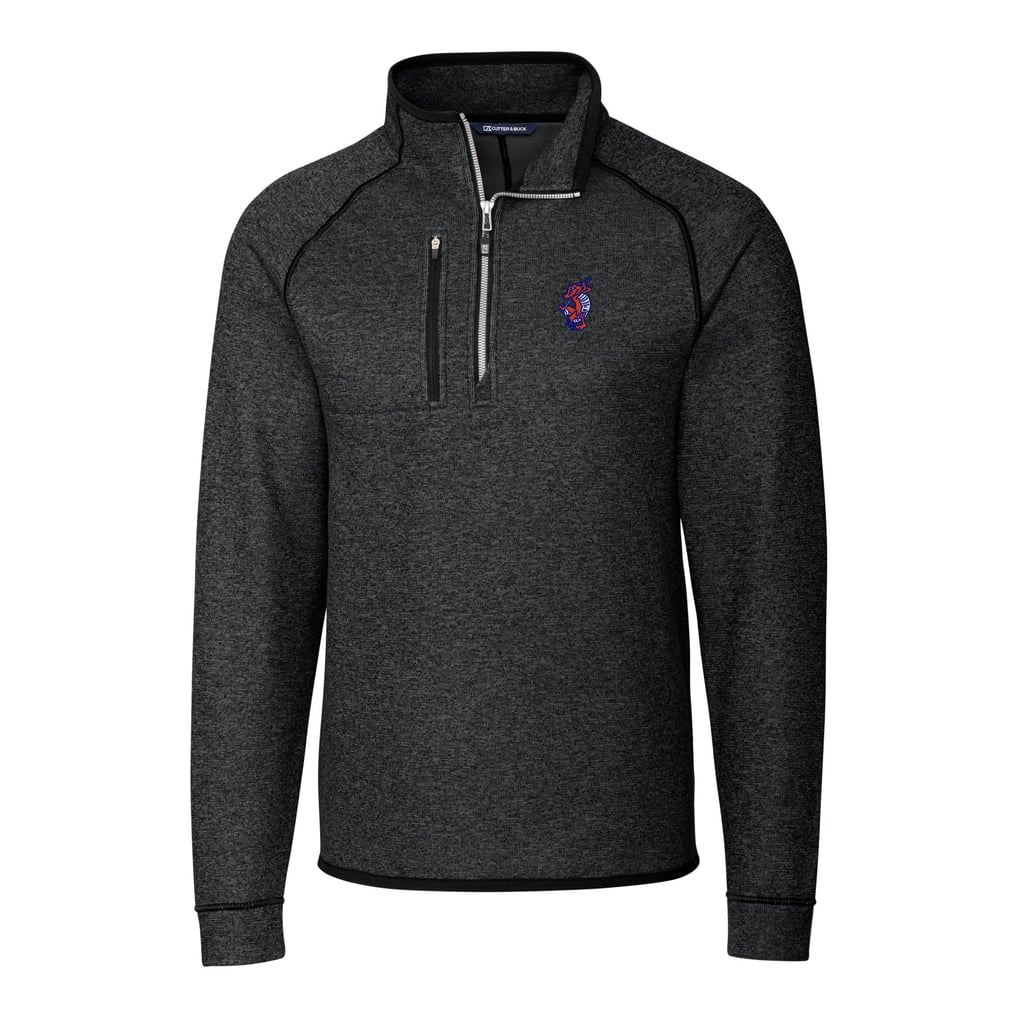  Florida Gators Cutter & Buck Swinging Gator Big & Tall Mainsail Sweater-Knit Half-Zip Pullover Jacket - Heather Charcoal