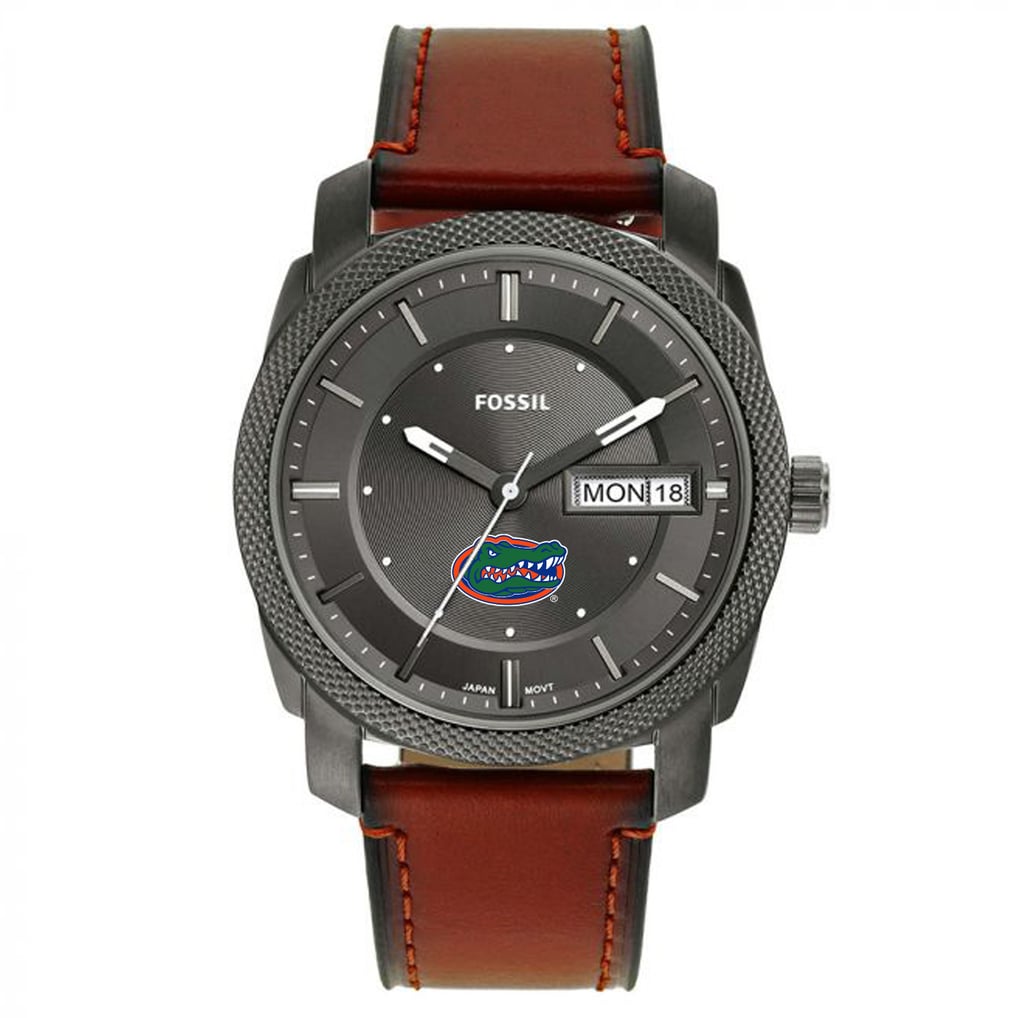 Florida Gators Fossil Machine Three-Hand Date Brown Leather Watch