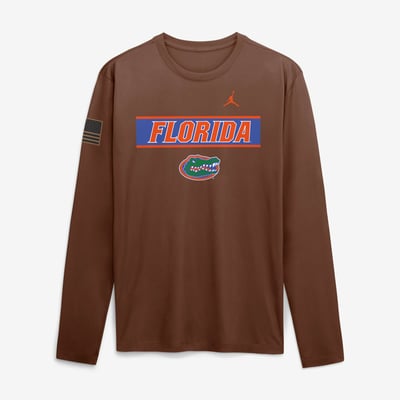 Florida Gators Jordan Brand 2026 Military Appreciation Dri-FIT Long Sleeve T-Shirt - Brown
