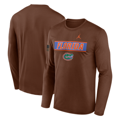 Florida Gators Jordan Brand 2026 Military Appreciation Dri-FIT Long Sleeve T-Shirt - Brown