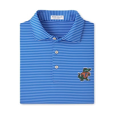  Florida Gators Peter Millar Tiebreaker Performance Jersey Stripe Polo - Royal
