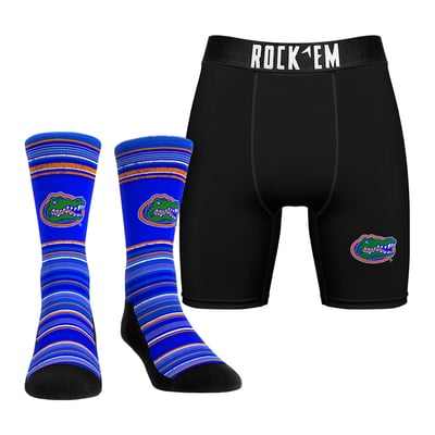  Florida Gators Rock Em Primary Crew Socks & Boxer Briefs Combo Pack