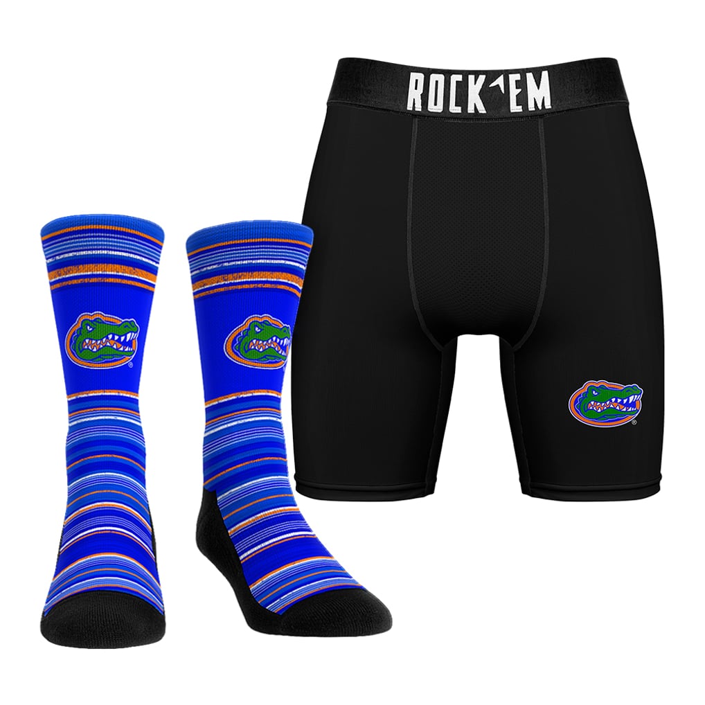 Florida Gators Rock Em Socks Primary Crew Socks & Boxer Briefs Combo Pack