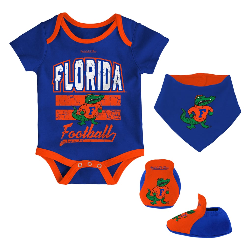 Florida Gators Mitchell & Ness Newborn & Infant 3-Pack Bodysuit, Bib and Bootie Set - Royal