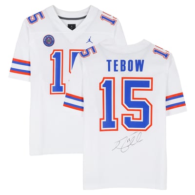 Tim Tebow Florida Gators Autographed Fanatics Authentic White Jordan Brand Replica Jersey