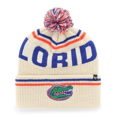  Florida Gators '47 Unisex Quattrle Waffle Cuffed Knit Hat with Pom - Cream