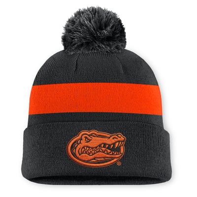 Florida Gators Jordan Brand Unisex Primetime Stripe Cuffed Knit Hat with Pom - Black