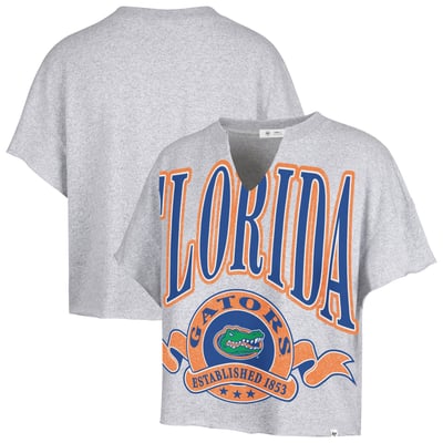  Florida Gators '47 Women's Banners Out Oversized Notch-Neck T-Shirt - Heather Gray