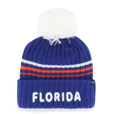  Florida Gators '47 Women's Seasonal Fuzzy Script Big Pom Knit Hat - Royal