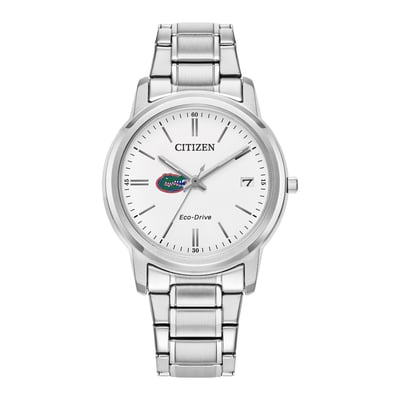 Florida Gators Citizen Watch Women's Eco-Drive White Dial Stainless Steel Watch - Silver