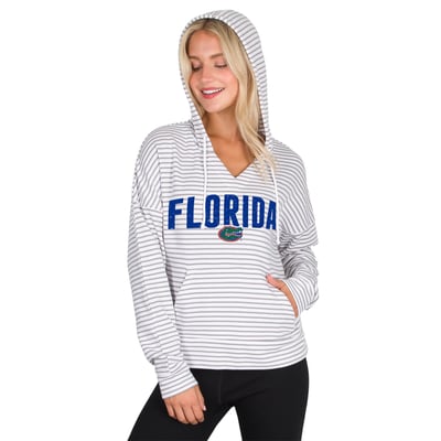  Florida Gators Concepts Sport Women's French Terry Striped V-Neck Hoodie - White