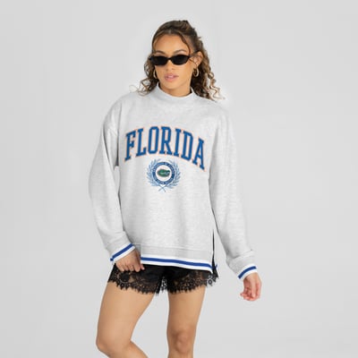 Florida Gators Gameday Couture Women's Rally Point Contrast Stripe Mock Neck Sweatshirt - Heather Gray