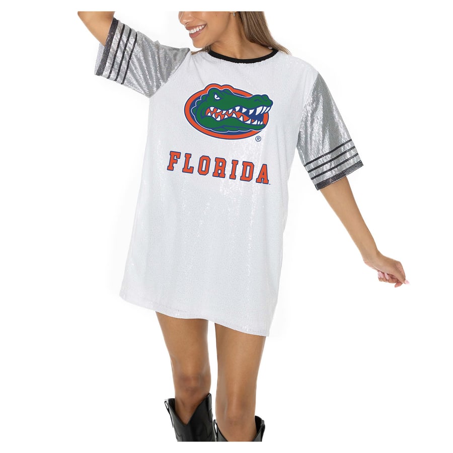 Florida Gators Gameday Couture Women's Full Sequin Jersey Dress - White