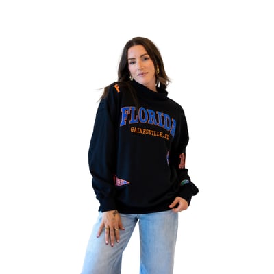 Florida Gators Gameday Social Women's Patch Mockneck Sweatshirt - Black
