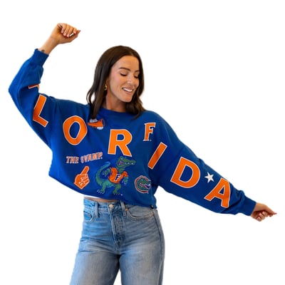 Florida Gators Gameday Social Women's Patch Phipps Sweatshirt - Royal
