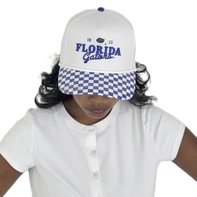 Florida Gators Gameday Social Women's Albon Check 5-Panel Rope Adjustable Hat - White
