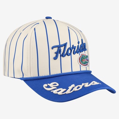Florida Gators Gameday Social Women's Pinstripe Script Five-Panel Rope Adjustable Hat - White