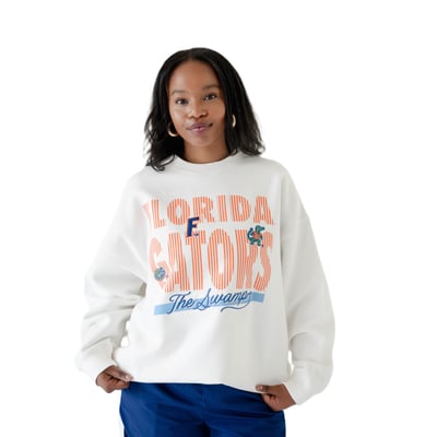 Florida Gators Gameday Social Women's Striped Patch Sweatshirt - White
