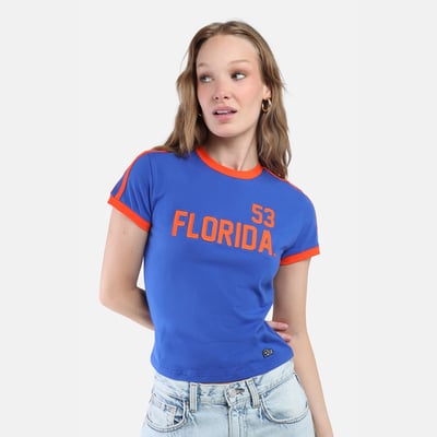  Florida Gators Hype and Vice Women's Cropped Goalie Baby T-Shirt - Royal