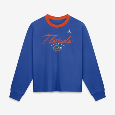  Florida Gators Jordan Brand Women's Ringer Boxy Long Sleeve T-Shirt - Royal