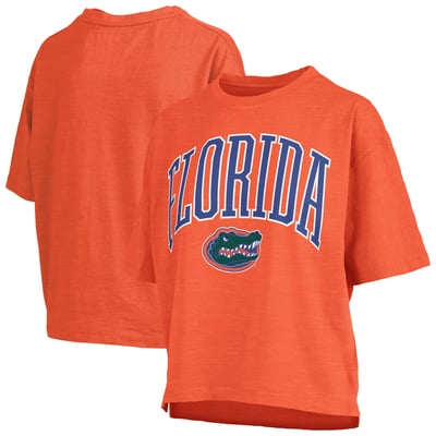 Florida Gators Pressbox Women's Oversized Nelson Arch Over Logo Slub T-Shirt - Orange