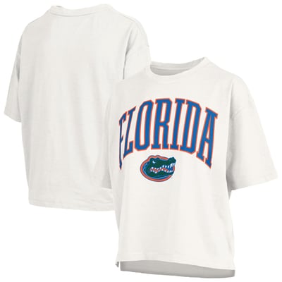 Florida Gators Pressbox Women's Oversized Nelson Arch Over Logo Slub T-Shirt - White
