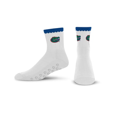  Florida Gators PRO Compression Women's Heartshape Grippers Yoga-Pilates Quarter Socks - White