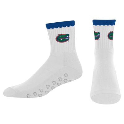  Florida Gators PRO Compression Women's Heartshape Grippers Yoga-Pilates Quarter Socks - White